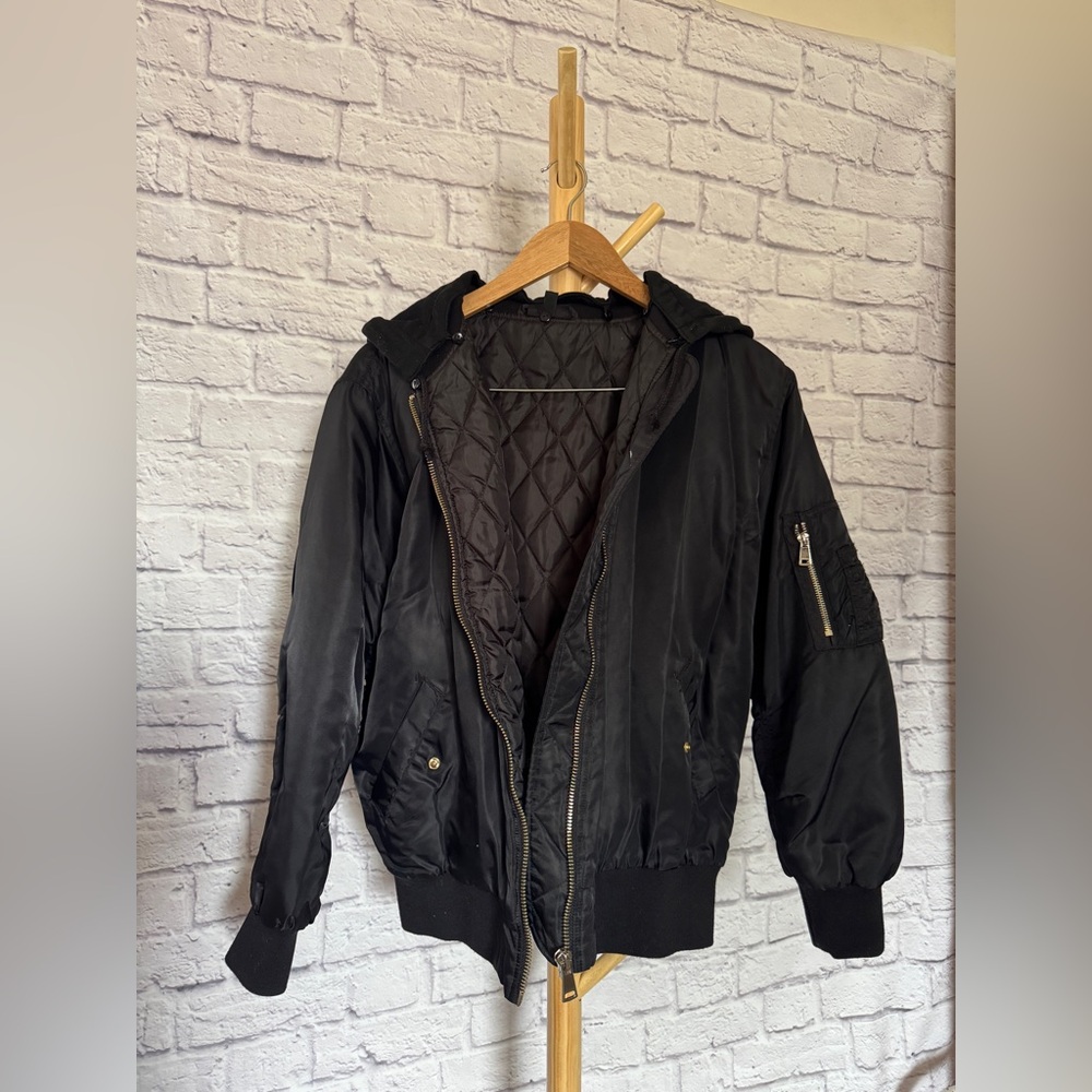 Topshop Black Quilted Lined Bomber Jacket